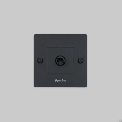 Single switch with logo Linear 1G Steel Black European Standard