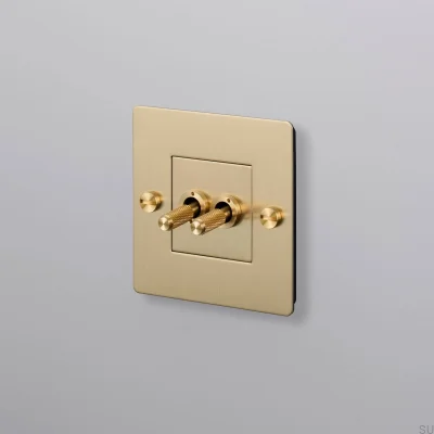 Double switch without logo Cross 1G Brass European Standard