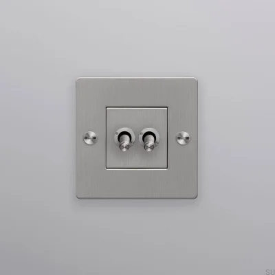 Double switch without logo Cross 1G Steel Silver European Standard