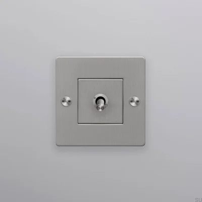 Single switch without logo Cross 1G Steel Silver European Standard
