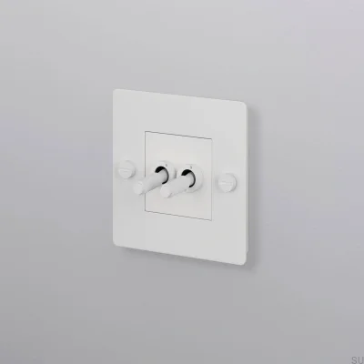 Double switch without logo Cross 1G Steel White European Standard