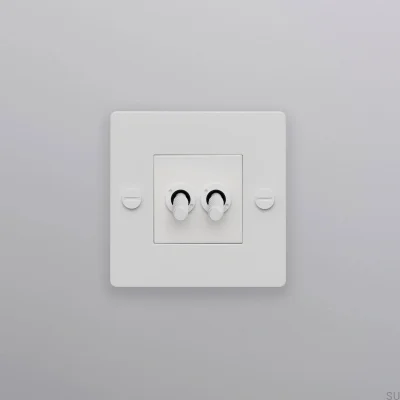 Double switch without logo Cross 1G Steel White European Standard