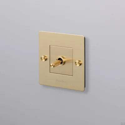 Single switch with Cross 1G logo, Brass, European Standard