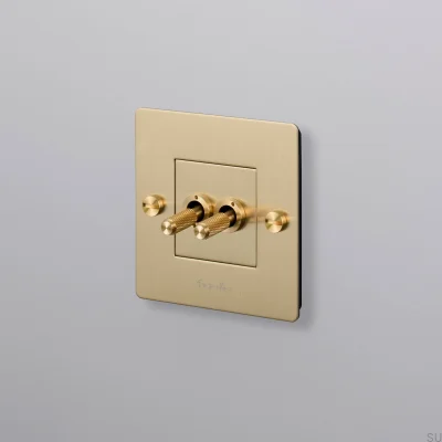 Double switch with Cross 1G logo, Brass, European Standard