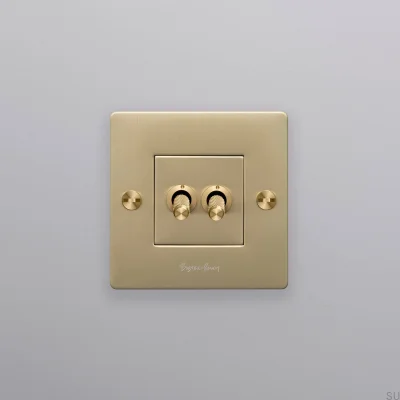 Double switch with Cross 1G logo, Brass, European Standard