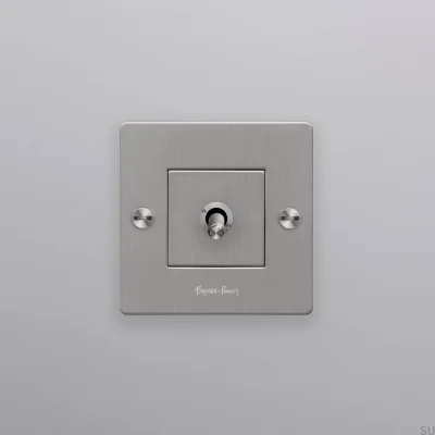 Single switch with Cross 1G logo, Steel, Silver, European Standard