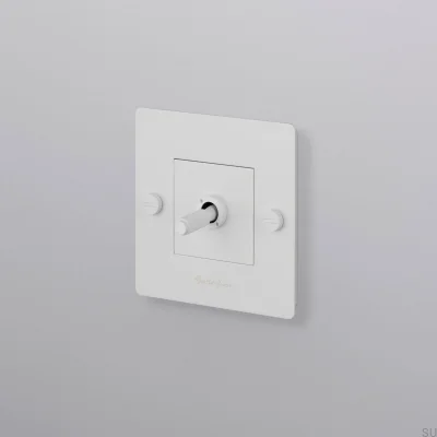 Single switch with Cross 1G logo, Steel, White, European Standard