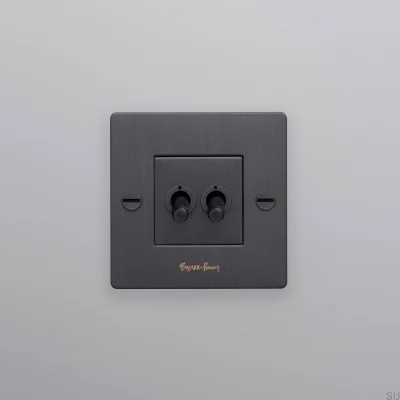 Double switch with Cross logo 1G Brass Burnt Bronze European Standard