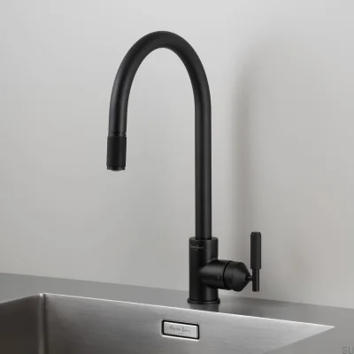 Welder’s Black Pull-Out Cross Brass Kitchen Tap with British Connector