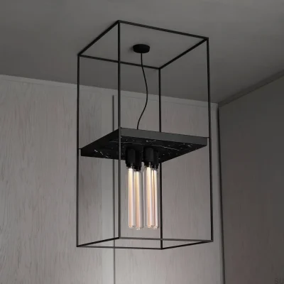 Caged Cross 4.0 Steel Black Marble Ceiling Lamp