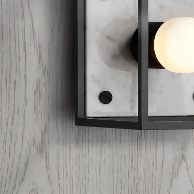 Caged Cross S Wall Lamp Steel White Marble