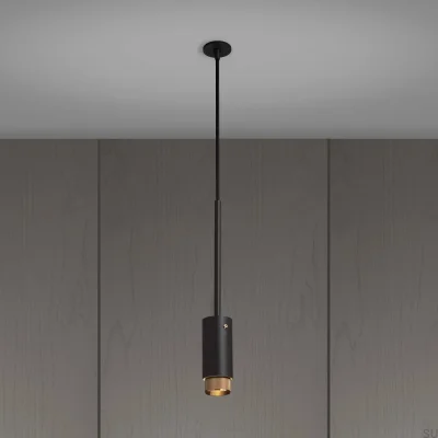 Exhaust Linear Pendant Lamp, Graphite Steel with Brass