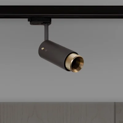 Exhaust Cross Track Spot Lamp, Graphite Steel with Brass