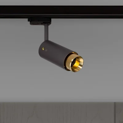Exhaust Linear Track Light, Graphite Steel with Brass