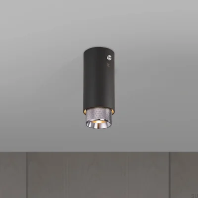 Exhaust Cross Ceiling Spot Lamp, Graphite Steel with Silver