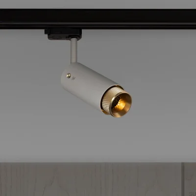 Exhaust Cross Track Spot Lamp Steel Grey with Brass