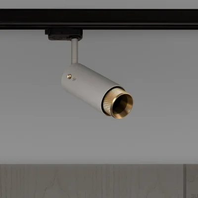 Exhaust Cross Track Spot Lamp Steel Grey with Brass