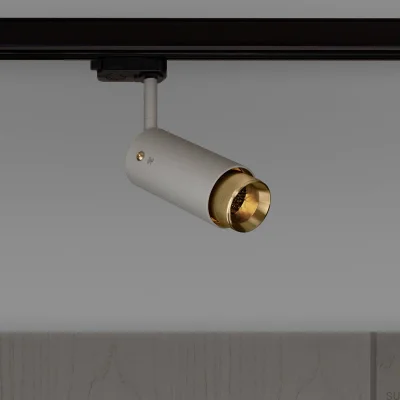 Exhaust Linear Steel Grey with Brass Track Spotlight