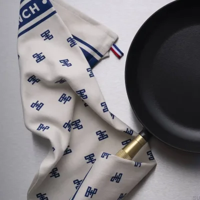 Staub Cotton Kitchen Towel White with Blue