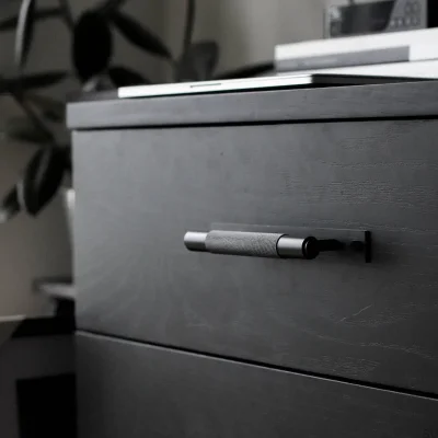 Long furniture handle with Cross Plate 225 Steel Black