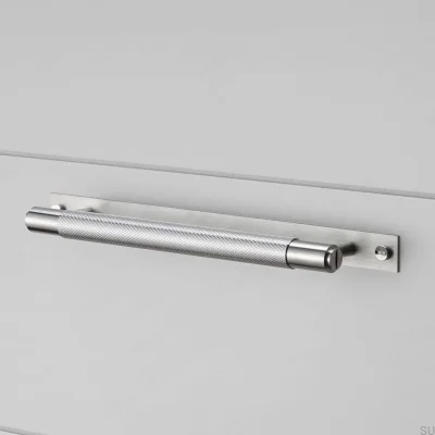 Long furniture handle with a plate Cross 125 Steel Silver