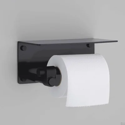 Welder’s Black Cast Steel Toilet Paper Holder with Shelf