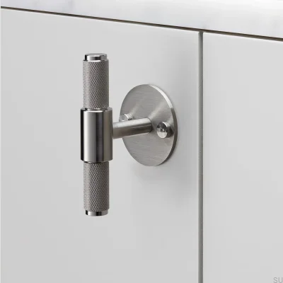 T-Bar Furniture Handle with Cross Plate Pad 95 Steel Silver