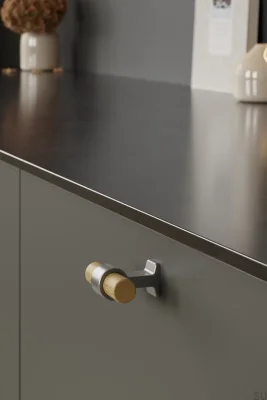 T-Bar Bond Wood 50 Wooden Oak Silver Furniture Knob