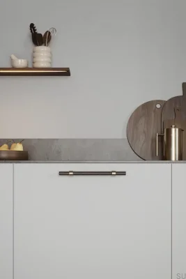 Bond Wood 320 Wooden Oak Black with Brushed Gold Elongated Furniture Handle