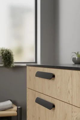 Miro 160 elongated furniture handle, metal, matt black