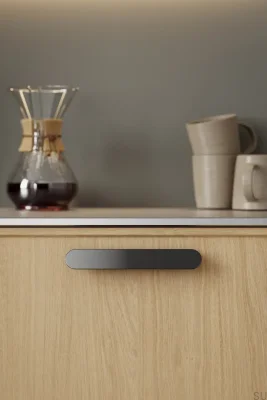 Miro 160 elongated furniture handle, metal, black nickel