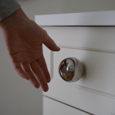 Furniture knob Ball 60 Steel Silver Polished
