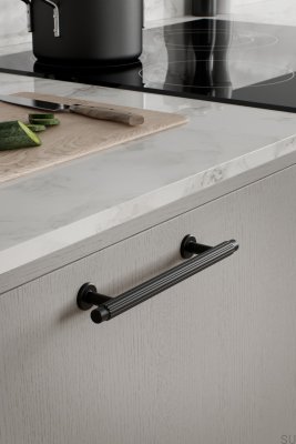 Villa 128 elongated furniture handle, metal, matt black