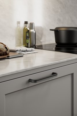 Terra 160 elongated furniture handle, cast iron, matt black