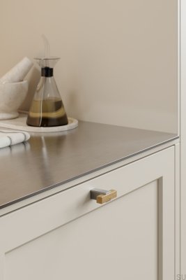 Furniture knob Segment 44 Wooden Oak with Steel