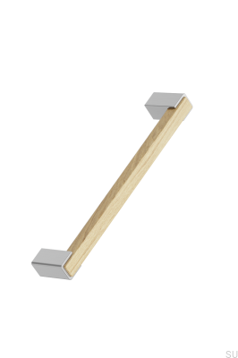 Long furniture handle Segment 160 Wooden Oak with Silver