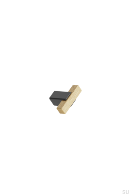 Furniture knob Segment 44 Wooden Oak with Matte Black Steel