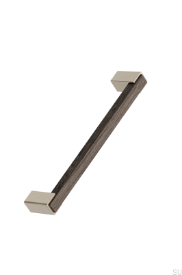 Long furniture handle Segment 160 Wooden Oak with Brushed Gold