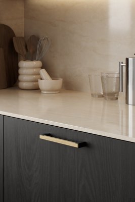 Long furniture handle Segment 160 Wooden Oak With Black Matte