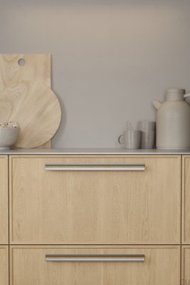 Papillon 320 Aluminum Silver Furniture Handle with Oak Wood