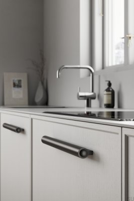 Lucente 1088 elongated furniture handle, aluminum, matt black