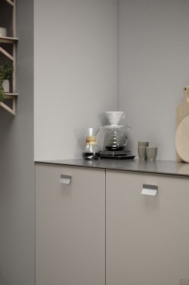 Leaf 64 Metal Silver Elongated Furniture Handle