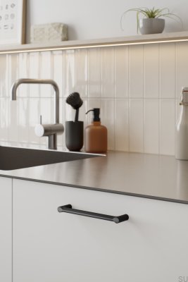 Filo 160 elongated furniture handle, metal, matt black