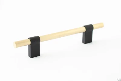 Line Big Mix 128 Black Aluminum with Brushed Brass Elongated Furniture Handle