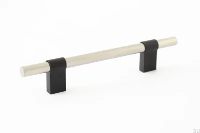 Line Big Mix 128 Black Aluminum with Brushed Steel Elongated Furniture Handle