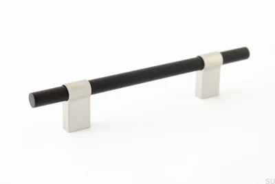 Line Big Mix 128 oblong furniture handle Brushed Steel with Black Aluminum