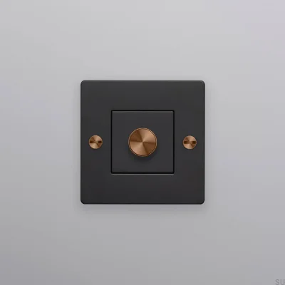 LED Dimmer Cross 1G 100W Steel Black with Warm Sunset European Standard