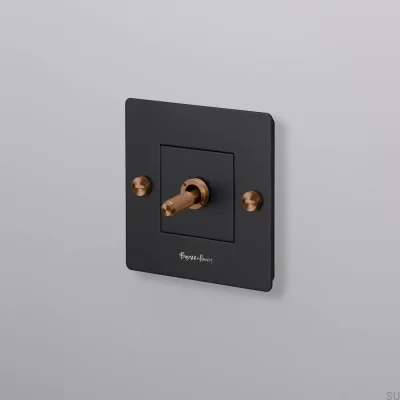 Single switch with Cross 1G logo, Black with Warm Sunset, European Standard