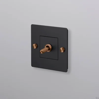 Single switch without logo Cross 1G Black with Warm Sunset European Standard