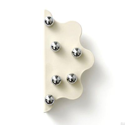 Mare 200 Steel Beige Edge Furniture Handle with Silver Nickel Balls